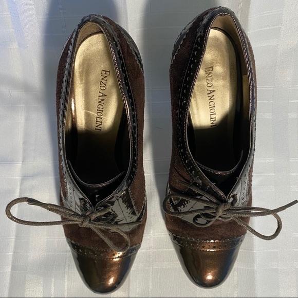 Enzo Angiolini brown wing tip heels size 7 M. - Picture 4 of 8